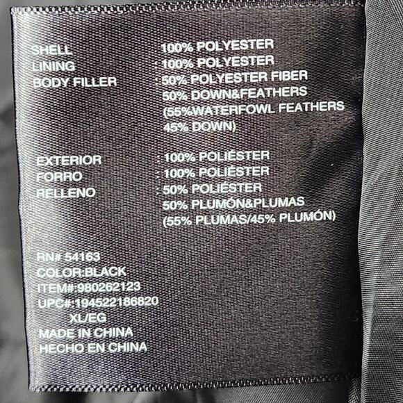 Kenneth Cole Reaction Puffer Parka Womens XL Black Hooded Quilted Down Coat - Picture 12 of 15